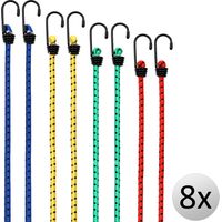 DEUBA® 8x Bungee Cords With Hooks 4 Lengths 40-100cm Lashing Straps for Securing Luggage, Camping Tents, Tarps, Garden Furniture, Wheelie Bin Lid Weatherproof & Scratch Resistant