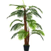 Palmier Artificiel Hauteur 1,2 m Arbre Artificiel Tronc Branches Lichen Feuilles Grand réalisme Pot Inclus