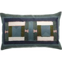 VIVARAISE - Coussin brodé Taho en coton 100% - Vert de gris - 40 x 65 cm
