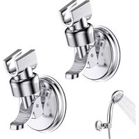 2-teiliger Duschkopfhalter mit Saugnapf, 360° drehbar, abnehmbarer und verstellbarer Duschkopfhalter, geeignet für Hotelbäder, kein Bohren erforderlich (Silber)