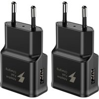 Chargeur Secteur USB 15W - Lot de 2 - Noir - Charge Rapide Adaptative - Pour Samsung Galaxy Et Android - Compact