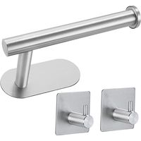 Set of 3 Toilet Paper Towel Holders - No Drilling - Stainless Steel - Ideal for Bathroom, Toilet, Kitchen - Silver
