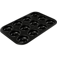 Dr Oetker Stampo per ciambelle a 12 impronte Ø4,5cm Carbon Steel Rivestimento antiaderente Temp consigliata fino a 230°, dimensioni 38x26,5x2 cm Linea Tradition