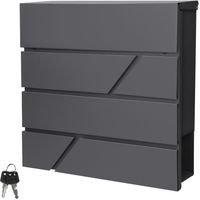 ECD Germany Buzón Correos de Pared 37 x 11 x 37 cm Acero Diseño Moderno para el Portal Antracita con Compartimiento Integrado de Periódico Cerradura con 2 Juegos de Llaves y Material de Montaje