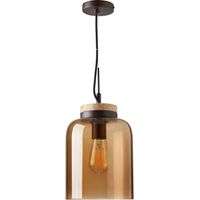 Litecraft Gus Ceiling Pendant Brown Glass Tinted Shaded 1 Light - Antique Bronze