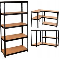 ÉTAGÈRE DE RANGEMENT EN MÉTAL NOIR - 5 ÉTAGÈRES - 180X90X40