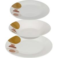 Service de table 18 pièces Tara en porcelaine blanche avec motif géométrique