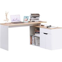Bureau informatique multimédia modulable multi-rangements double niche + tiroir et placard en bois