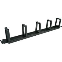 Organizzatore di cavi 1U da 19" con passacavo a spazzola, 5 supporti in plastica, nero PK048
