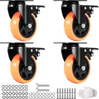 Mophorn Ruote girevoli con piastra girevole da 4 pollici, set da 4, ruote girevoli in PVC antirumore per impieghi gravosi, sistema di bloccaggio A/B, capacità di carico di 350 libbre per ruota
