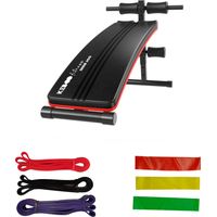 Pack Banco de Musculación Keboo Fitness Serie 300 145x47x70 cm y 6 Bandas Elásticas para Diferentes Niveles de Entrenamiento