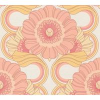 AS Creation Retro Chic Floral Orange Wallpaper Stylish Textured Paste The Wall