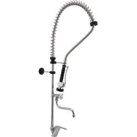 Bagnoclic – Mitigeur de cuisine industriel en laiton chromé – Double sortie orientable et douchette – Fixations murales incluses – 115 cm x 35 cm