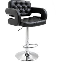 Tabouret de bar pivotant chaise de bar réglable en hauteur avec dossier repose-pieds et accoudoirs 61x50x93-113cm noir