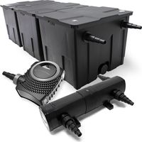 Wiltec Komplettset: CBF-350C Teichfilter bis 90000 L Teichfilteranlage als Durchlauffilter, NEO10000 SuperECO Teichpumpe 10000l/h 80W, CUV-236 Teichklärer UVC Klärer mit 36W