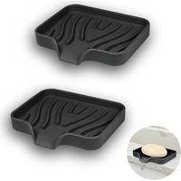 Portasapone in silicone a due pezzi con scarico, design angolato, antiscivolo per doccia, cucina e vasca da bagno (nero)