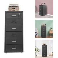 Armoire métallique à six niveaux, armoire verticale, bloc-tiroirs verrouillable avec roulettes, armoire d'archivage