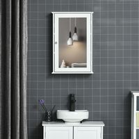Meuble de salle de bain avec miroir et porte magnétique, meuble de salle de bain avec miroir, étagère réglable, blanc