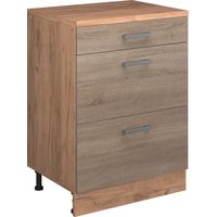 Commode d'extension Rion, Sonoma/Chêne de force doré, 60x46cm sans pente avec 3 tiroirs, Vicco