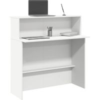 Vidaxl – Bureau de réception blanc 100x50x103,5 cm – Bois d'ingénierie – Rangement intégré – Design pour espaces professionnels