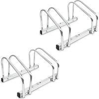 2x Stand Portabici per Biciclette, Montaggio alla Parete e al Pavimento, Acciaio, HLP: 26 x 40 x 32 cm, Argento