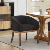Chaises de salle à manger rembourrées style Mid-Century Modern avec accoudoirs, style ferme, en lin, avec structure en bois massif naturel, 48 cm de largeur, vendues à l'unité, gris anthracite