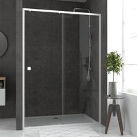 Puerta de ducha Corredera Blanca 140x190 cm + Plato 80x140 - WHITY SLIDE