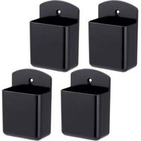 AMXCNOY 4er-Set selbstklebende Aufbewahrungsboxen, selbstklebende Fernbedienungshalter, Wandhalterung für Fernbedienungen, schwarze Stiftehalter-Organizerbox für Pinsel und Stifte
