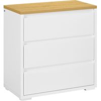 Commode à 3 tiroirs, sans poignées, idéale pour la chambre, le salon ou le bureau. Style moderne, 70 x 37 x 75 cm, blanche.