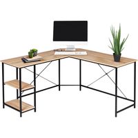 Idmarket – Bureau d'angle en L DETROIT – Structure bi-matière bois et métal – Longueur 147 cm – Largeur 147 cm – Hauteur 75,5 cm