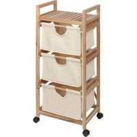 Badezimmerschrank ACINA mit 3 Stoffkörben, Akazienholz, Wenko