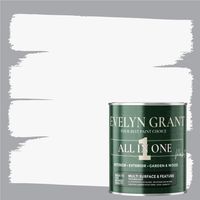 EVELYN GRANT All-IN-ONE Paint & Primer - Multi-Surface Paint For Interior Walls, Outdoor Garden & Exterior Walls, Wood Furniture - High Durability Multi-Feature - Brilliant White - 2.5L - Satin