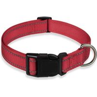 Collier pour Chien en Nylon avec Bande Réfléchissante,Collier Rembourré Classique pour Moyenne Chien,Rouge,M