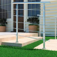 80x106cm Stair Hand Rail Kit, Transitional Stainless Steel Railings with Installation Kit with 5 Cross Bars