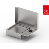 Plancha PLANET à gaz pour cuisine d'extérieur - OASI 55 Lisse Rainurée - Feu DUAL - 2 brûleurs - Inox 304 Alimentaire - Couvercle