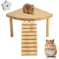 Plateforme en Bois pour Hamster, Plateforme deHamster avec Pont D'éChelle, Jouet en Bois, Accessoires pour Cage avec éChelle, AdaptéS aux Hamsters, Gerbilles, Souris