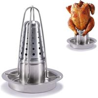 Rôtissoire à poulet - Le support à poulet en acier inoxydable - Grill à poulet en canette de bière - Rôtissoire à volaille avec récipient à arômes