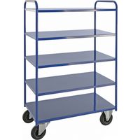 Kongamek Etagenwagen voll verschweisst 1470mm hoch mit 5 Böden in blau und Bremse