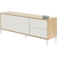 Mueble TV Lea Blanco Artik (Blanco Mate) - Roble Canadian (ancho) x 47cm (alto)