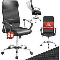 Casaria® Ergonomic Mesh Office Chair High Back Breathable Padded Rocker Seat Adjustable Height 110KG Weight Capacity Home Work Swivel Black or White Set of 2 Black