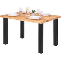 LAMO Manufaktur Table è manger, table pour salle è manger 120x80x76 cm, Bois massif, Classic, Frène Naturel / Noir, LEG-01-A-002-9005Cl