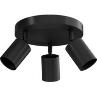 EMITTO 3-Way Spotlight Ceiling Light Adjustable GU10 Modern Black Round Base