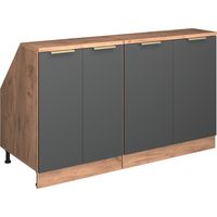 Armario de cocina para techo inclinado R-Line, Antracita-oro, 140 cm Lote de 2 carcasas de armario 60 cm de profundidad, Vicco