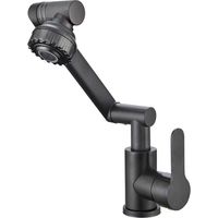 Robinet Cuisine Rabattable, 1440°Flexible Rotation Mitigeur Cuisine,2 modes de bec eau chaude et froide en cuivre, pour cuisine et salle de bain,avec tuyaux d'arrivée d'eau chaude et d'eau froide,gris