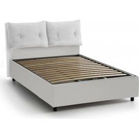 Talamo Italia Letto matrimoniale Fabiana, Letto contenitore con rivestimento in tessuto, 100% Made in Italy, Apertura frontale, adatto per materasso Cm 160x200, Bianco, con imballo rinforzato