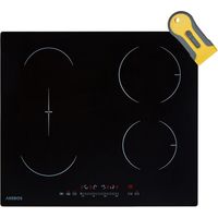 Arebos – Table de cuisson induction vitrocéramique 4 zones 7200 W – Minuterie 99 min – Commande Slide-Touch – Sécurité enfants
