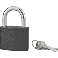 Lucchetto ACERA grigio con chiave, base 60 mm, arco in acciaio temprato, 3 chiavi – SERRUPRIX