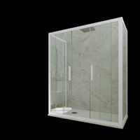 3-seitige Duschkabine 80x160x80 Klarglas Weiß Star Trio