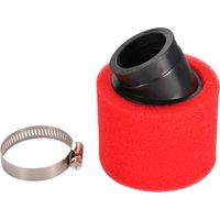 45 mm angled red sponge air filter, universal air filter for motorcycles and quads, washable high-performance air filter housing, suitable for various vehicle models.