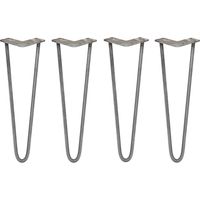 4 Gambe per Tavolo a Forcina SkiSki Legs 40.6cm Acciaio Naturale 2 Rebbi 12mm